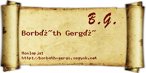 Borbáth Gergő névjegykártya